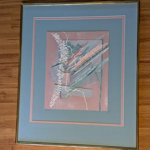 Vanguard Studios - Radiant III, pintura vintage de los años 70, pintada a mano, firmada por Andreas (91 x 76 cm), marco dorado