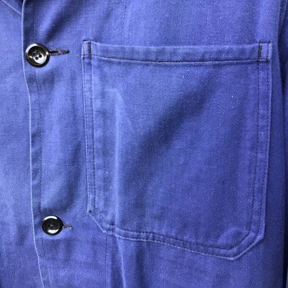 Vintage French Blue Workjacket w. Rare Belted Bac… - image 6