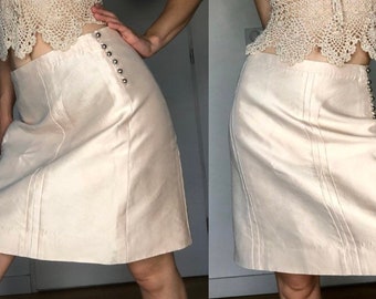 Louis Vuitton cream white silk straight skirt