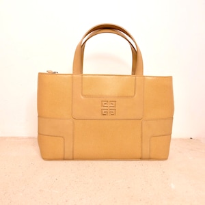 Givenchy handbag in smooth and grained beige leather with geometric patterns