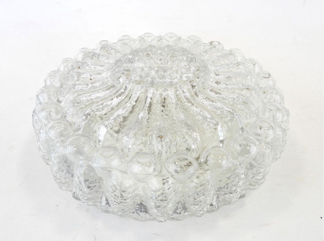 Plafonnier Vintage Rond en Verre Transparent Style Helena Tynell