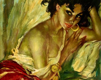 Charles Roka (1912-1999) reproduction on canvas La Gitane