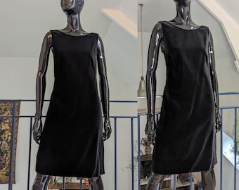 Vintage Yves Saint Laurent Little Black Dress in Cotton Velvet
