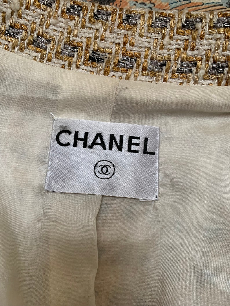 Vintage Chanel Jacket in Golden Beige Tweed - Etsy