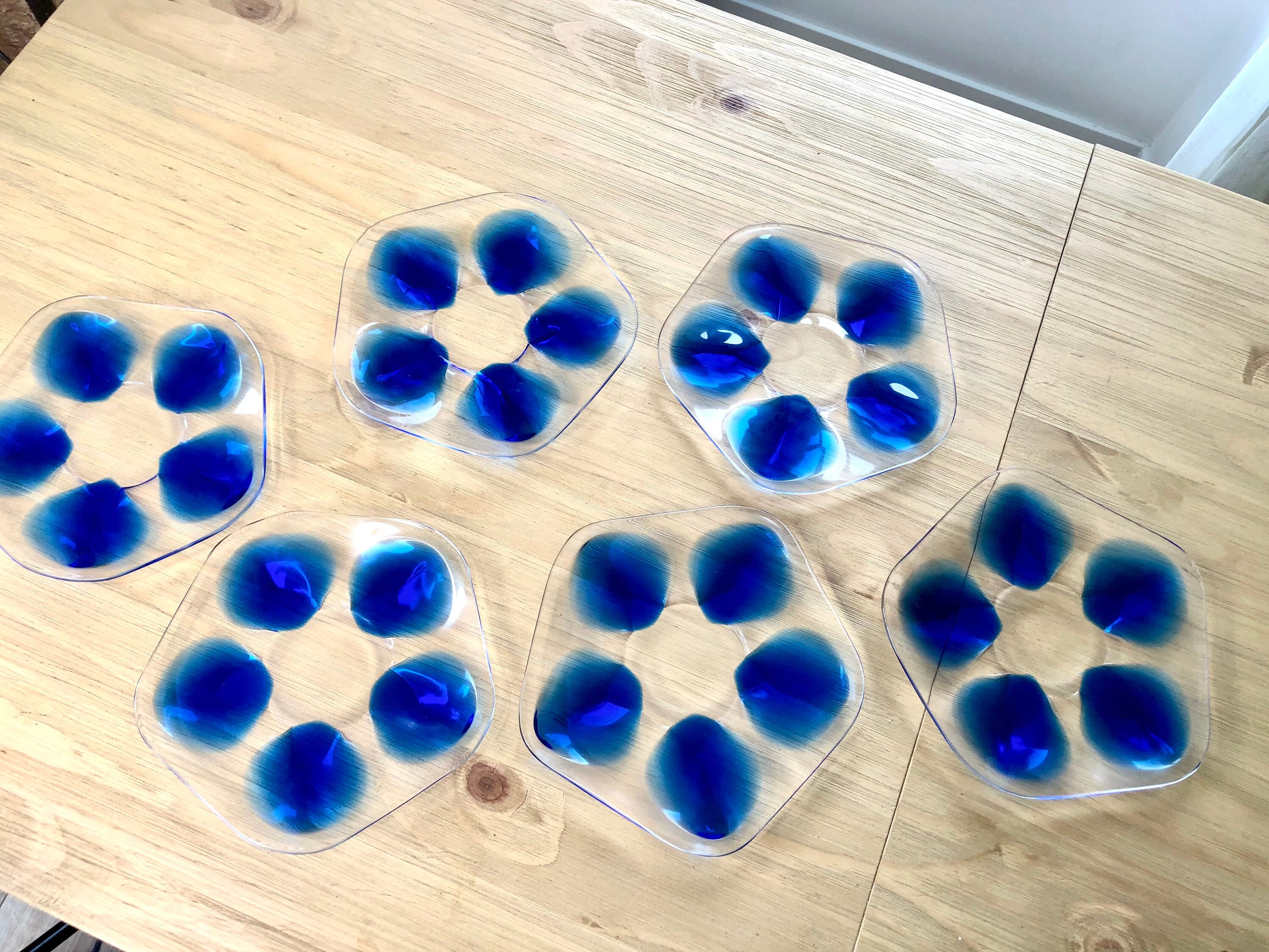 Assiette en Cristal Lalique Transparente et Bleue