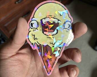 Screaming Ice Cream Sticker Holographic Vinyl Sticker