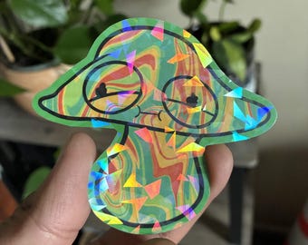 Psychedelic Mushroom Holographic Vinyl Sticker