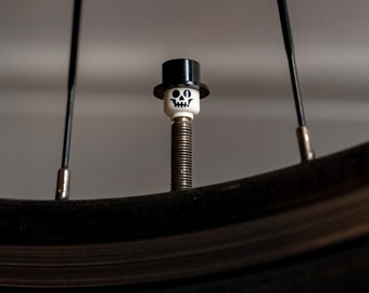 Backsteinkappen: Reifenventil Staubkappen aus LEGO® Köpfen || Skelett mit || für Fahrrad, Auto, Roller, Rollstuhl, Fahrrad, Motorrad