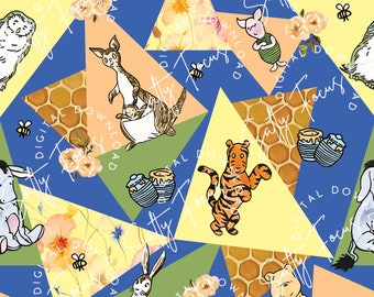 Patrón sin costuras de Winnie the Pooh, Piglet y Tigger (papel digital)