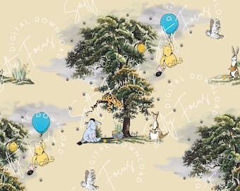 Classic Winnie-the-Pooh Seamless Pattern, Baby Fabric (Digital Download)