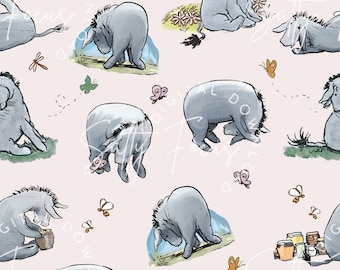 Vintage Winnie the Pooh  Seamless Pattern, Classic Pooh Fabric Print (Digital Download)