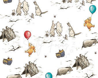 Classic Winnie the Pooh Seamless Pattern, Fabric Design (Digital Download)