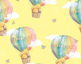 Classic Pooh Bear Seamless Pattern, Vintage Style (Digital Download)