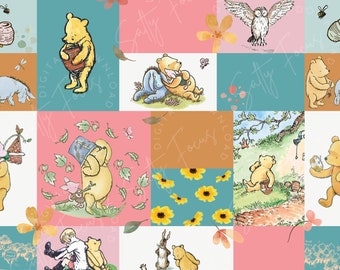 Classic Winnie-the-Pooh seamless repeating pattern, quilt, patchwork, vintage, seamless file, for fabric printing