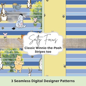 Klassiek naadloos Winnie-de-Pooh-patroon, vintage Pooh, Pooh en Knorretje, babystrepen, herhalend patroon, patroonpapier, digitaal papier