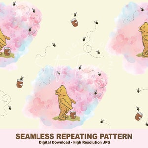 Klassiek Winnie-de-Pooh naadloos herhalend patroon naadloos bestand stof digitaal plakboek babyshower ontwerp download