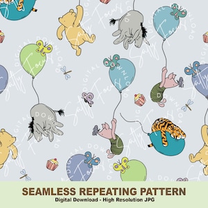 Klassiek naadloos Winnie-de-Pooh-patroon, big, herhalend patroon, stoffenpatroon, patroonpapier, digitaal papier, commercieel gebruik