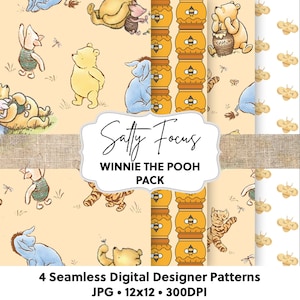 Klassiek naadloos Winnie-de-Pooh-patroon, Vintage Pooh, Winnie-de-Pooh-patroonontwerp, stofontwerp, plakboekpapier, voor commercieel