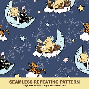 Klassiek naadloos Winnie-de-Pooh-patroon, big, herhalend patroon, stoffenpatroon, patroonpapier, digitaal papier, commercieel gebruik