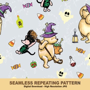 Klassiek naadloos Winnie de Poeh-patroon geen tijger, halloween, vintage pooh, Winnie de Poeh, herhalend patroon, stoffen, herhalend bestand