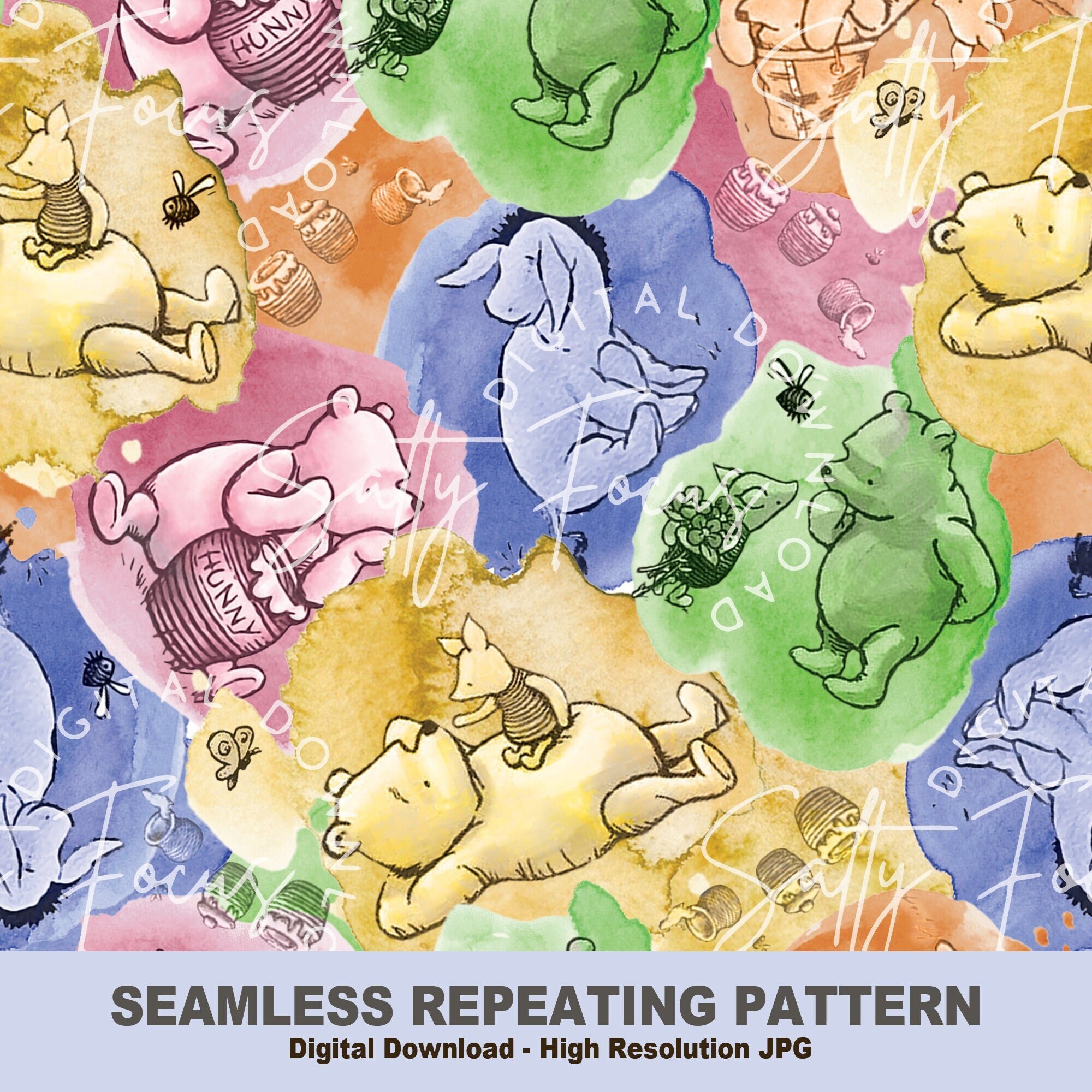 Classic Winnie-the-pooh Seamless Pattern, Pooh and Piglet, Digital ...