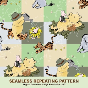 Klassiek naadloos herhalend Winnie-de-Pooh-patroon, quilt, patchwork, vintage, naadloos bestand, om te bedrukken op stof