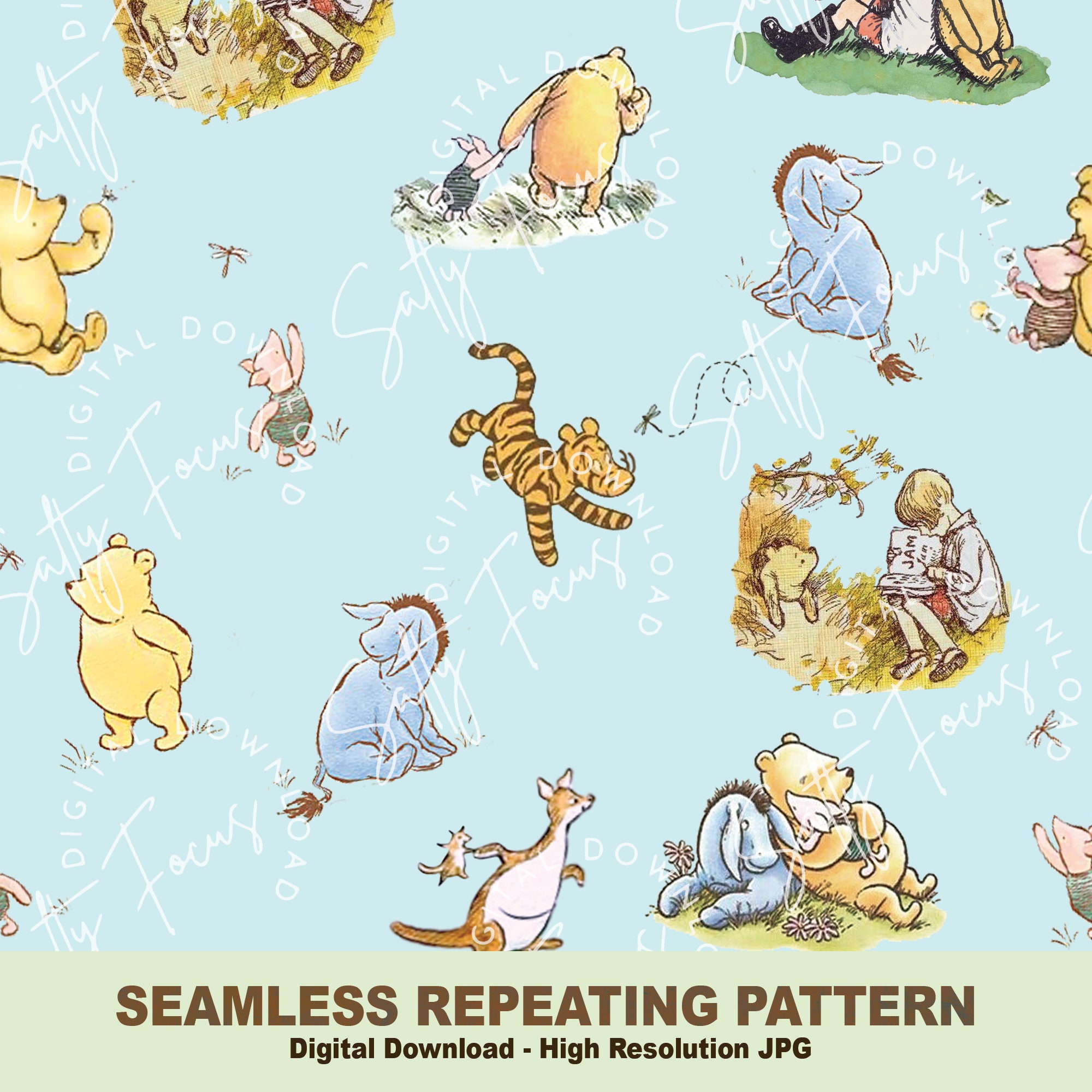 Classic Winnie-the-pooh Seamless Pattern With Tigger, Winnie-the-pooh ...