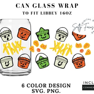 Boo buckets 16oz Libbey glass, sublimation design, McDonalds Halloween bucket, png, happy meal buckets, glass can svg, Beer can glass