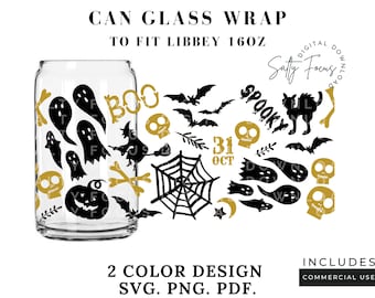 Papier d'emballage en verre Libbey d'Halloween, sublimation effrayante (téléchargement numérique)