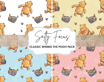 Classic Winnie the Pooh Seamless Pattern, Scrapbook Paper (Digital Download)