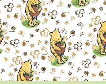 Classic Winnie the Pooh Seamless Pattern, Vintage Pooh Fabric (Digital Download)
