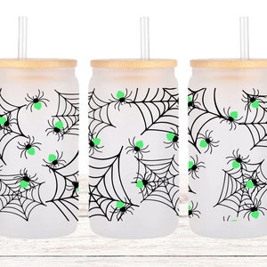 Halloween 16oz Libbey Glass Wrap, Spider web, Spiders, Spooky, Sublimation design, PNG, beer can glass svg, digital download