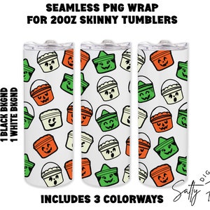 Halloween buckets Tumbler wrap 20oz Skinny Straight, Sublimation, PNG, vintage, Happy meal buckets, pumpkin buckets, Digital Download