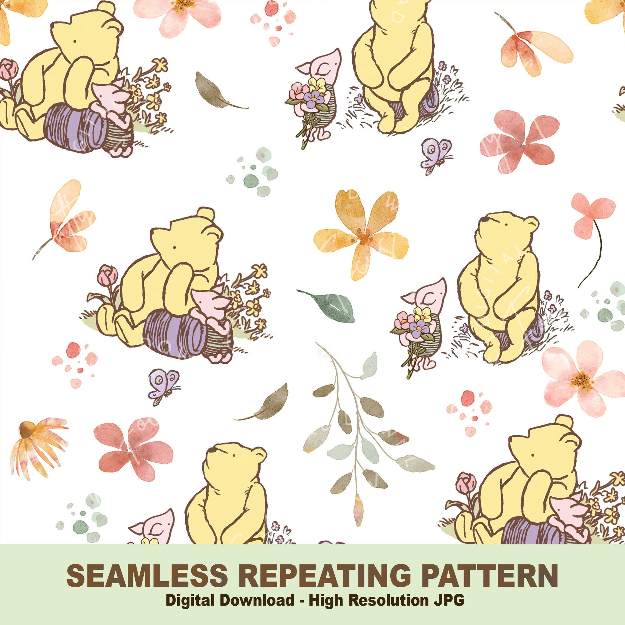 Classic Winnie the Pooh Seamless Repeating Pattern Pooh and - Etsy