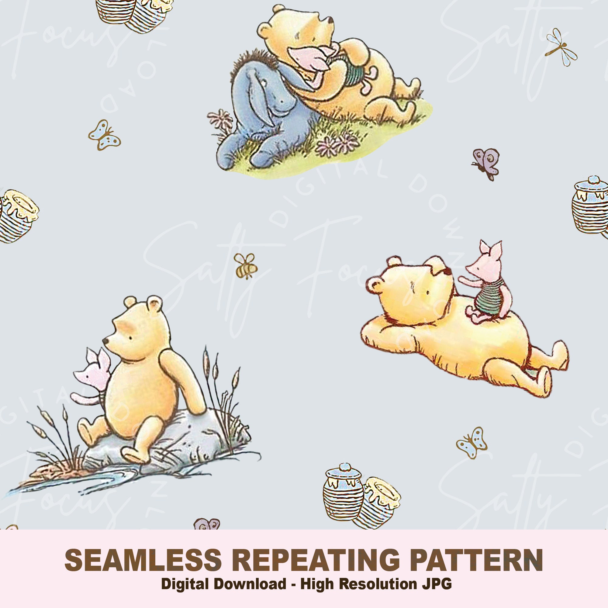 Classic Winnie-the-pooh Seamless Pattern, Pooh Bear, Classic Pooh