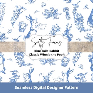 Klassiek naadloos Winnie-de-Pooh-patroon, Pooh-beer, Toile de Jouy, kinderkamer, herhalend patroon, stoffenpatroon, patroonpapier, digitaal papier