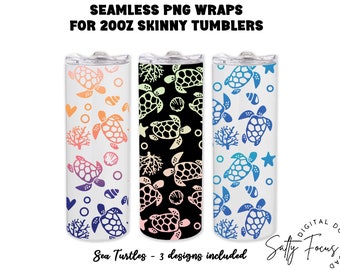 Sea Turtle Tumbler Wrap PNG, Gradient Sublimation Design (Digital Download)