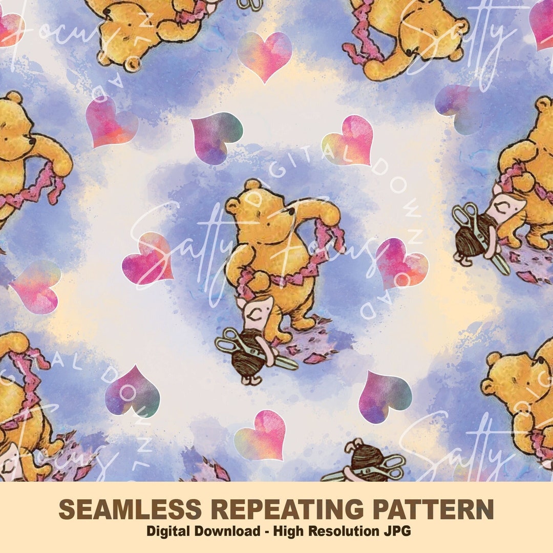Classic Winnie-the-pooh Seamless Pattern, Valentines Day, Hearts ...