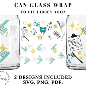 Envoltório de vidro Libbey de 16 onças para dentista, design de sublimação png dentista svg, designs de envoltório de copo de cerveja para download
