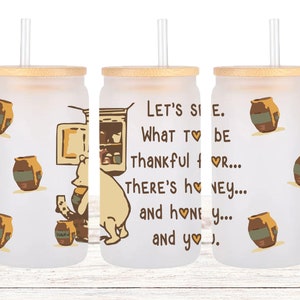 16oz Libbey-glasfolie, sublimatieontwerp, png, klassieke Winnie de Pooh-bekerontwerpen, Pooh Bear-wrap, koffieglasblikje, bierblikje glas Svg
