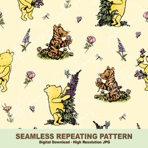 Classico motivo ripetuto senza soluzione di continuità di Winnie-the-Pooh, pooh e amici, pooh e maialino, vintage, file senza soluzione di continuità, per la stampa su tessuto