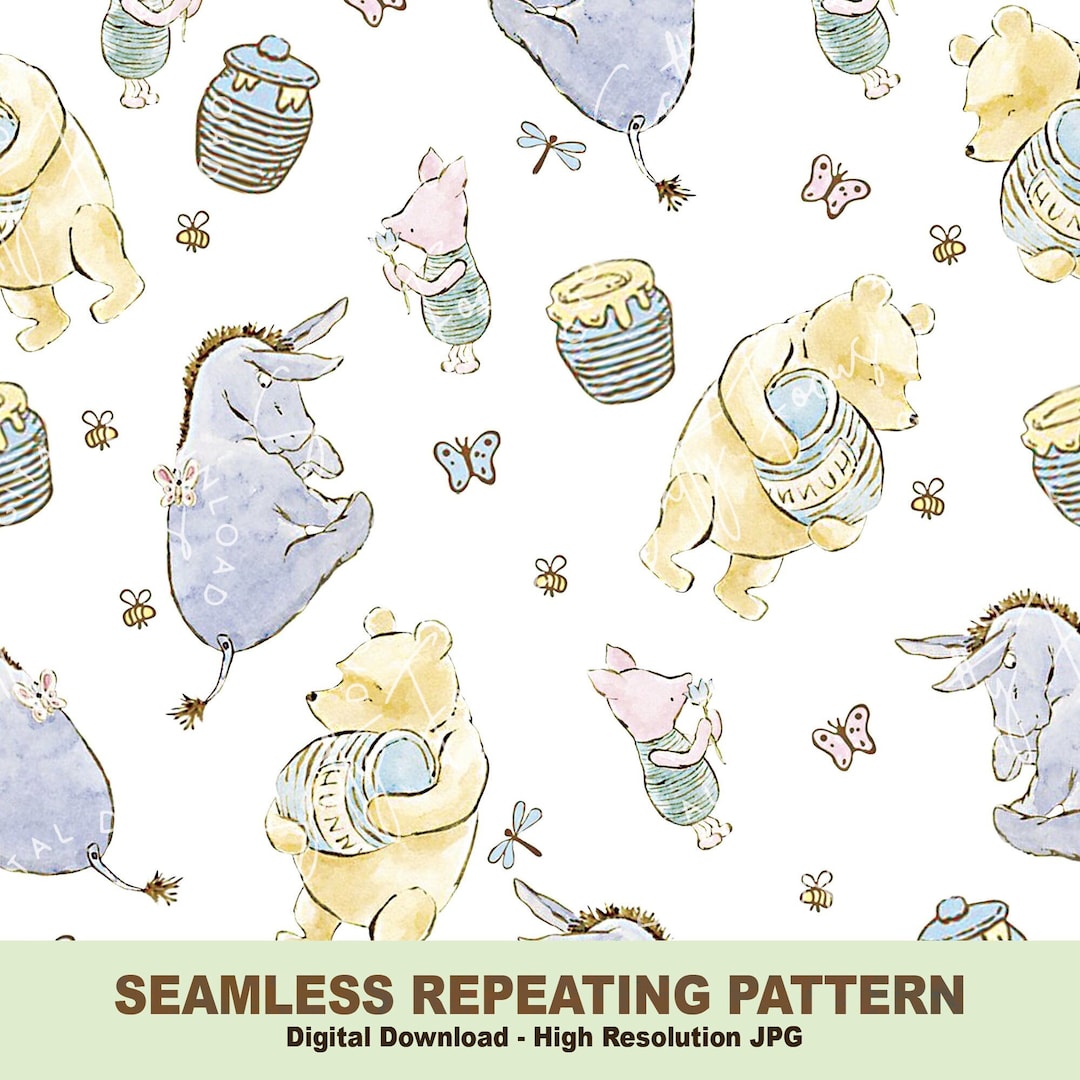Classic Winnie-the-pooh Seamless Repeating Pattern, Vintage