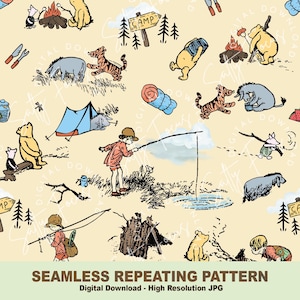 Klassiek naadloos Winnie de Poeh-patroon, winnie de pooh, Christopher Robin, herhalend patroon, stoffen, digitaal papier, voor commercieel