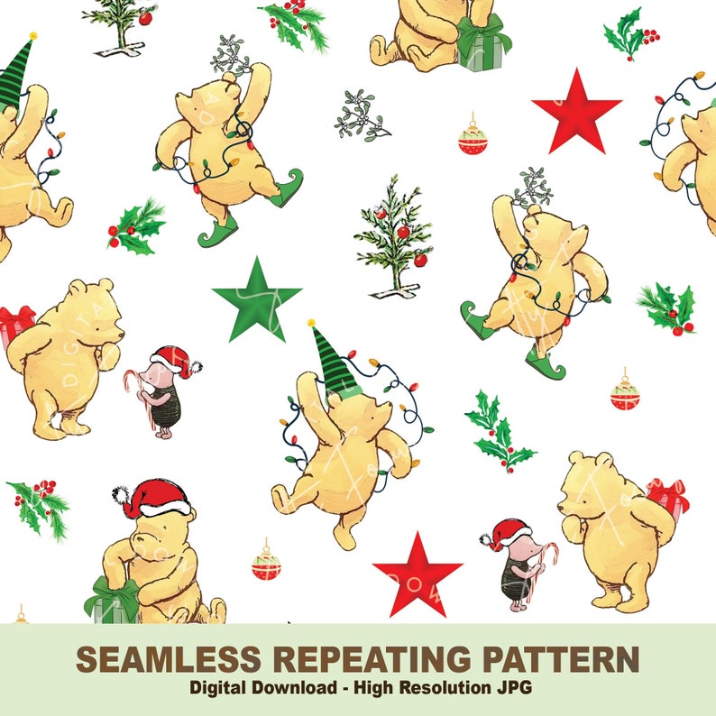 string in r pattern at winnie norris blog Images High... Vintage Winnie-the-pooh Christmas Seamless Pattern (digital Download ...