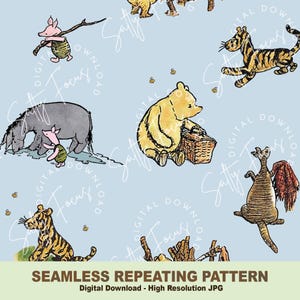 Classico motivo senza soluzione di continuità di Winnie-the-Pooh, orso Pooh, Classico Pooh, motivo ripetuto, disegno su tessuto, carta digitale