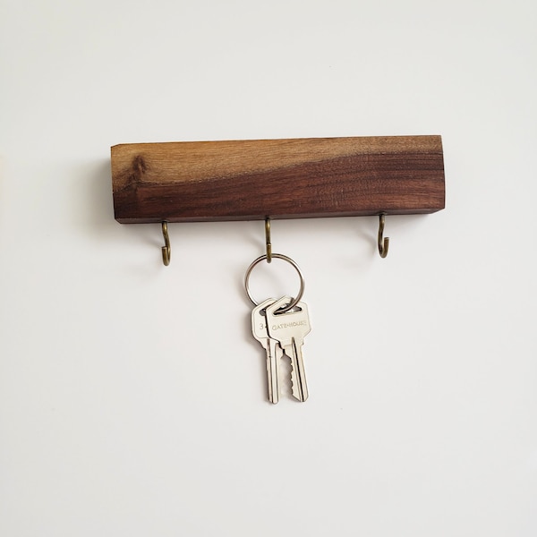 Small Key Holder for wall, Key Organizer, college dorm, Key Hook, Three Hook Rack, Key Rack, Necklace Holder, Renter Friendly dorm room