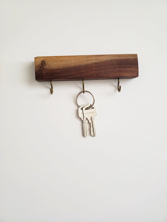 Small Key Holder for Wall, Key Organizer, College Dorm, Key Hook, Three Hook  Rack, Key Rack, Necklace Holder, Renter Friendly Dorm Room 