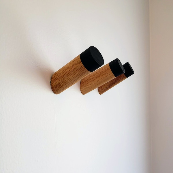 Minimalist Wall Hook, Modern Wall Hook, Wood Wall Hook, Floating Hooks, Wall Mounted Hook, Wood Peg Hook, Oak Wall Hook, Wood Plant Hanger