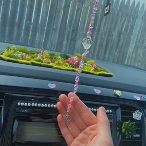 Pink Hearts Car Charm / Car Decor / Rearview Mirror Accessory / Car Dangle