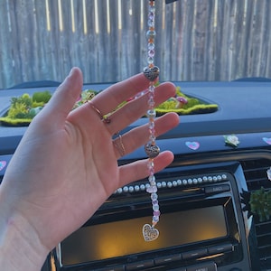 Baby Pink Hearts Car Charm / Car Decor / Rearview Mirror Accessory / Lovecore Car Dangle